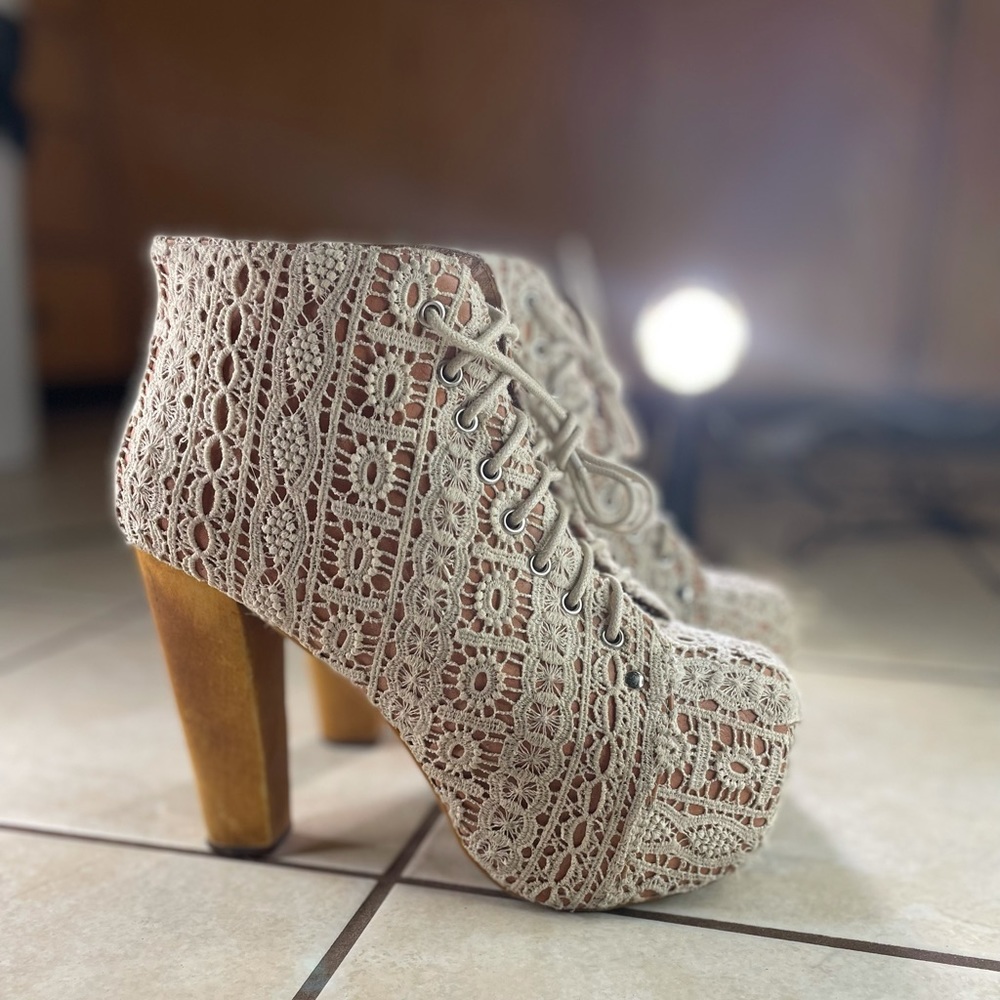 Jeffrey Campbell Lita Women's Platform Lace Up Ankle Boots Size 8 - Picture 1 of 15
